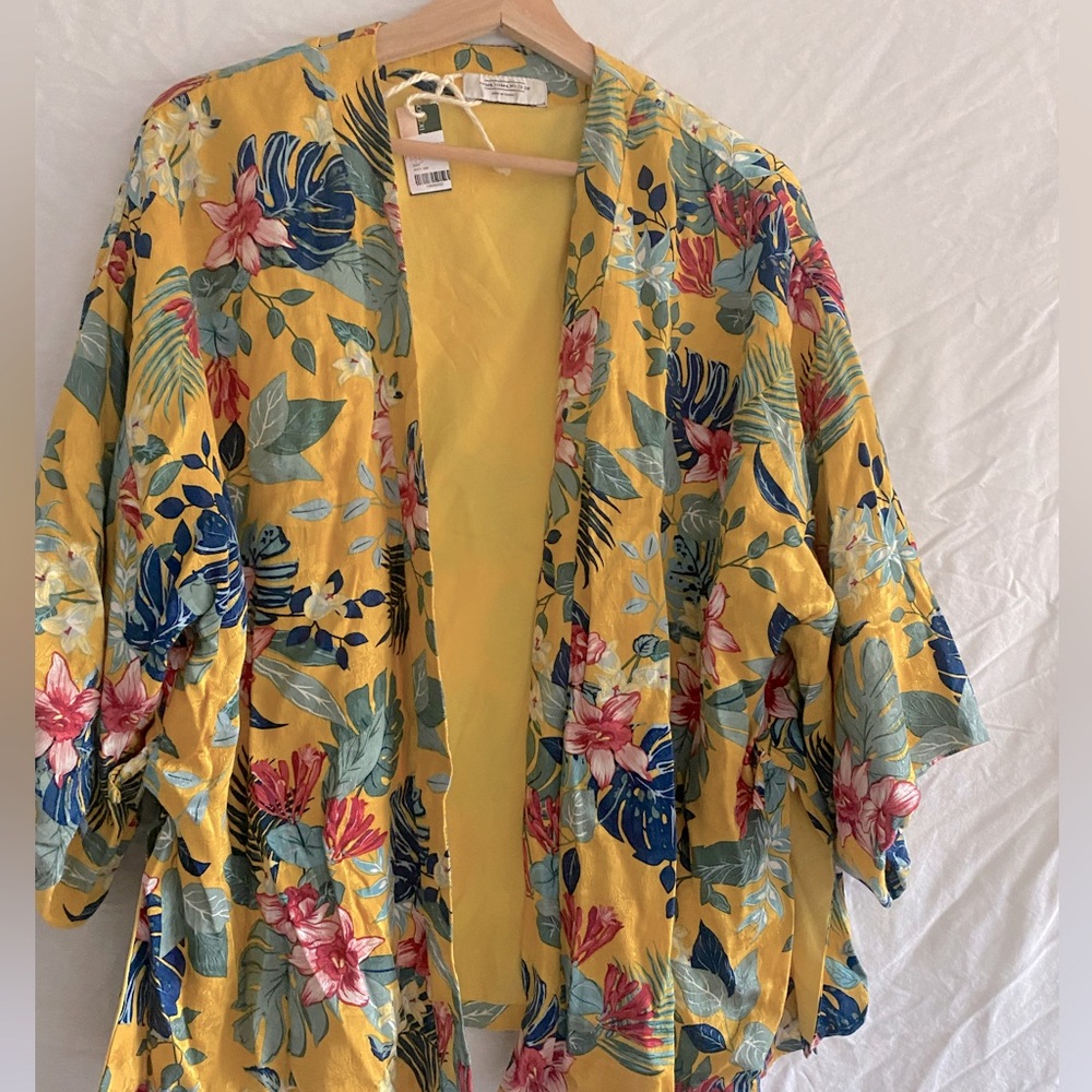 Tropical Satin Kimono Jacket